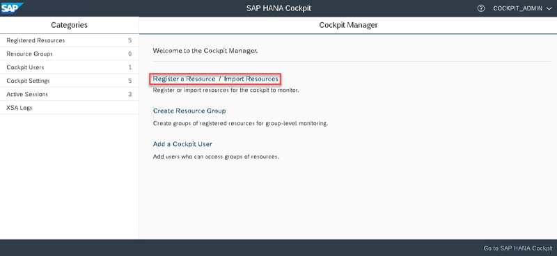 16_register or import resources_Setting up the SAP Hana Cockpit _How to Configure the SAP HANA Cockpit 2.0