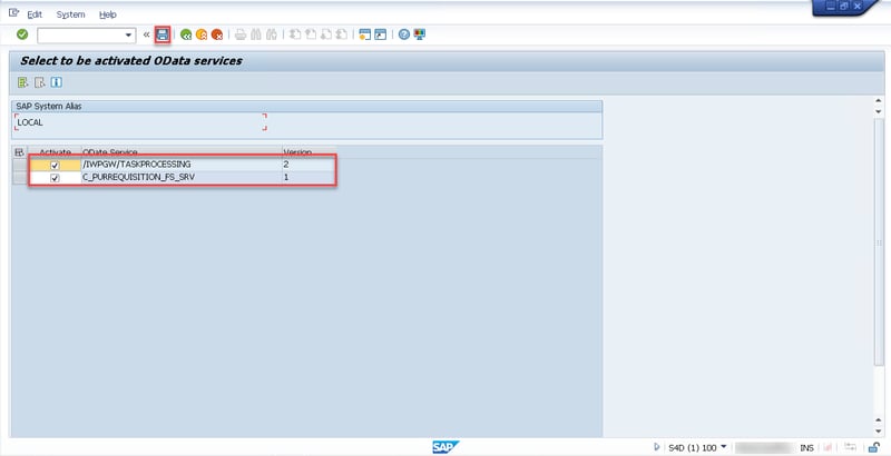 26 select to be activated odata services_Activating odata services_How to Implement an SAP Fiori App in S4HANA_Createch